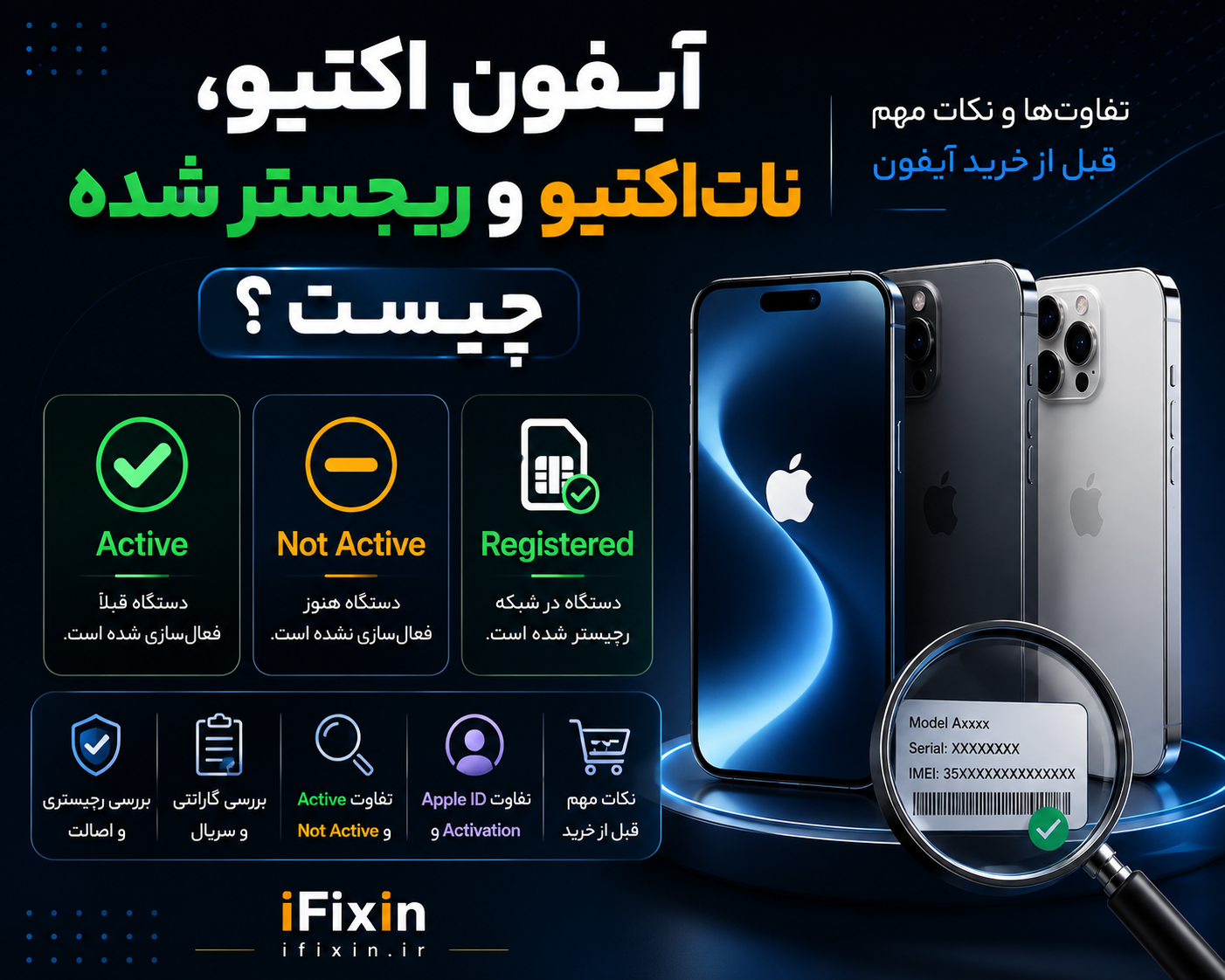 آیفون اکتیو , نات اکتیو و ریجستر شده چیست؟ تفاوت کامل